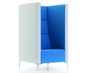 Hoge akoestische fauteuil Cara in het blauw en wit