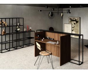 Receptiebalie Fara - Walnoot/Zwart (nieuw in verpakking)