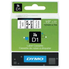 Dymo D1 tape 12 mm, zwart op wit